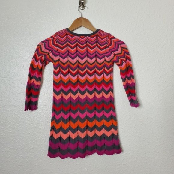 Hannah Andersson Chevron Knit Long Sleeve Cotton Dress Kid's Size 130CM - Picture 3 of 8